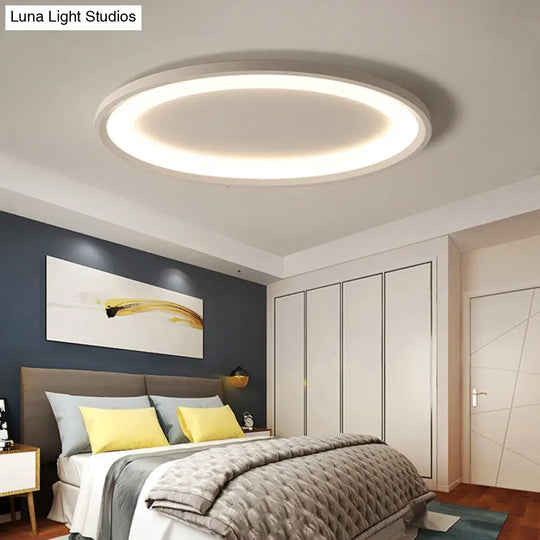 22/26 Nordic Slim Flush Mount Ceiling Lamp - Matte White Oval Warm/White Light Stepless Dimming