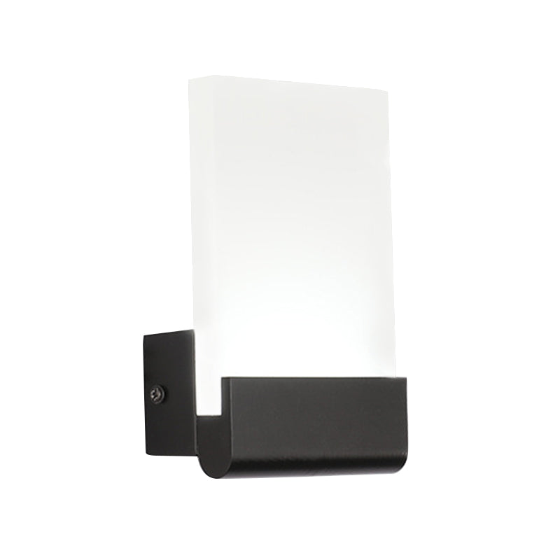 4 Wide Acrylic Led Sconce Light - Black/White Cuboid Design With Warm/White Lighting Options
