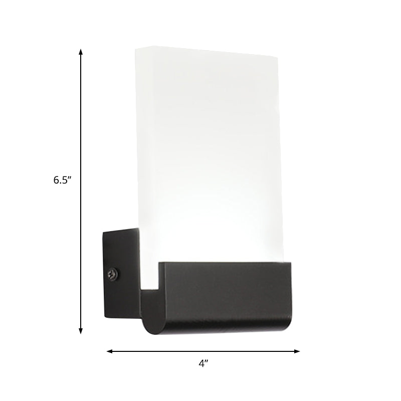 4 Wide Acrylic Led Sconce Light - Black/White Cuboid Design With Warm/White Lighting Options