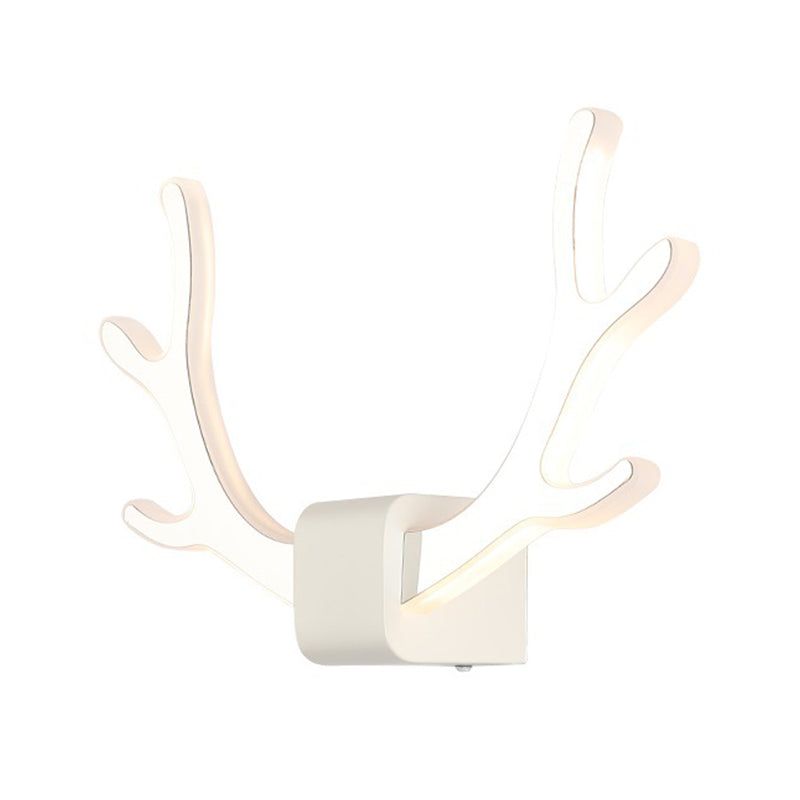 Modern Acrylic Antlers Wall Sconce Lamp: Black/White Led Pull Chain Warm/White Light