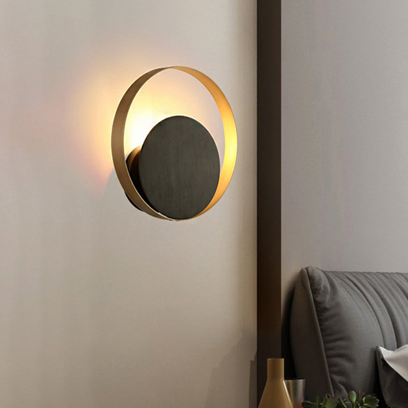 Metallic Orbit Sconce Light - Simplicity Golden Single Wall Mounted Lighting