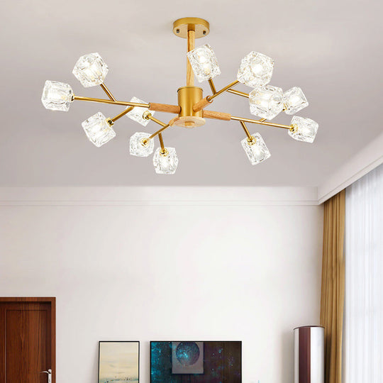 Modern Crystal Branch Chandelier With Gold/Grey Finish - 8/12 Bulbs Hanging Light Fixture 12 / Gold