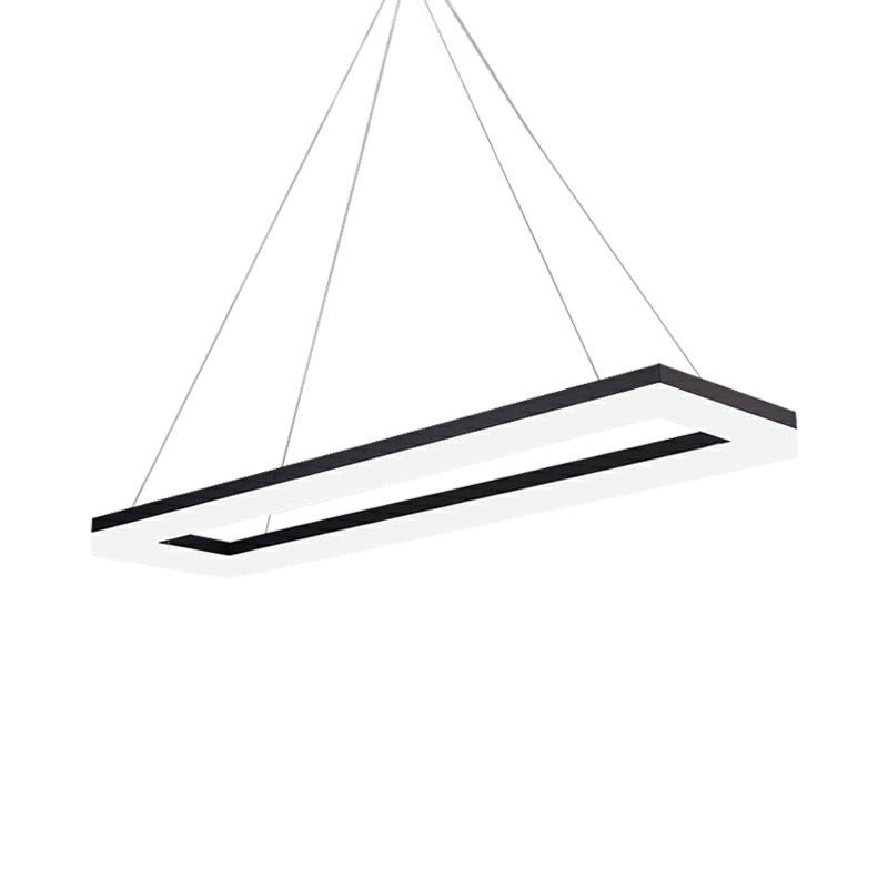 Black Rectangular Led Chandelier: Modern Acrylic Pendant Light In White/Warm/Natural Shades