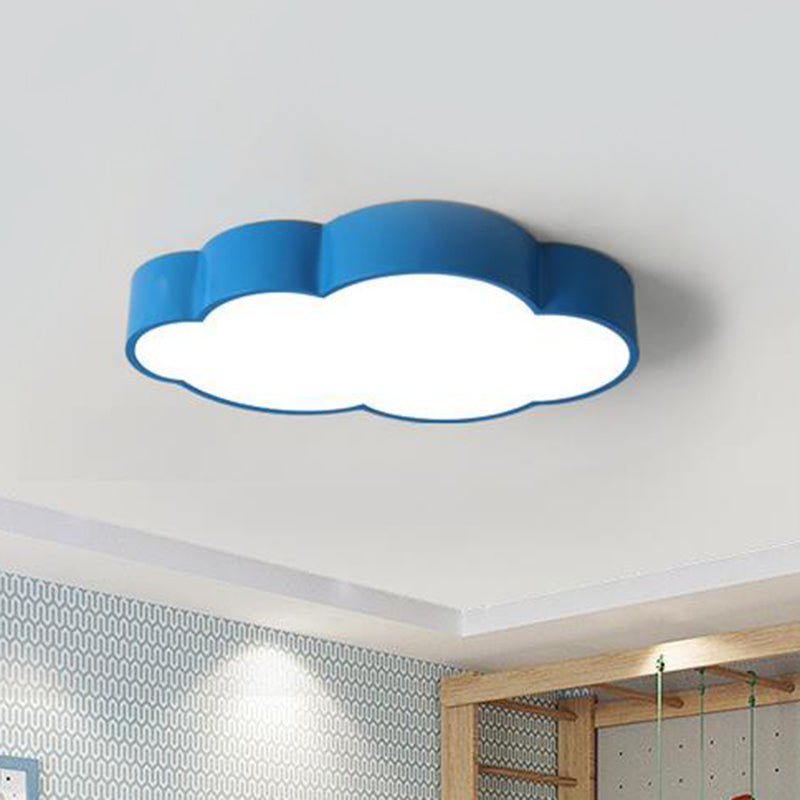 Minimalist Acrylic Flush Light With Led Cloud Shade For Nursery - Ceiling Fixture Blue / White