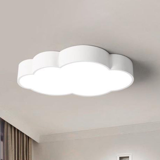 Minimalist Acrylic Flush Light With Led Cloud Shade For Nursery - Ceiling Fixture White / Warm