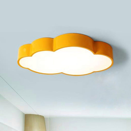Minimalist Acrylic Flush Light With Led Cloud Shade For Nursery - Ceiling Fixture Yellow / White