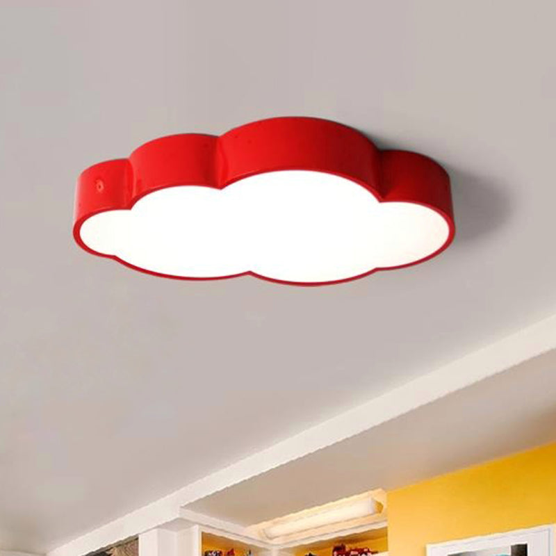 Minimalist Acrylic Flush Light With Led Cloud Shade For Nursery - Ceiling Fixture Red / White