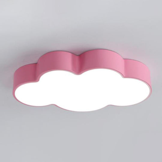 Metallic Led Flush Mount For Kids Rooms With Acrylic Shade Pink / Natural