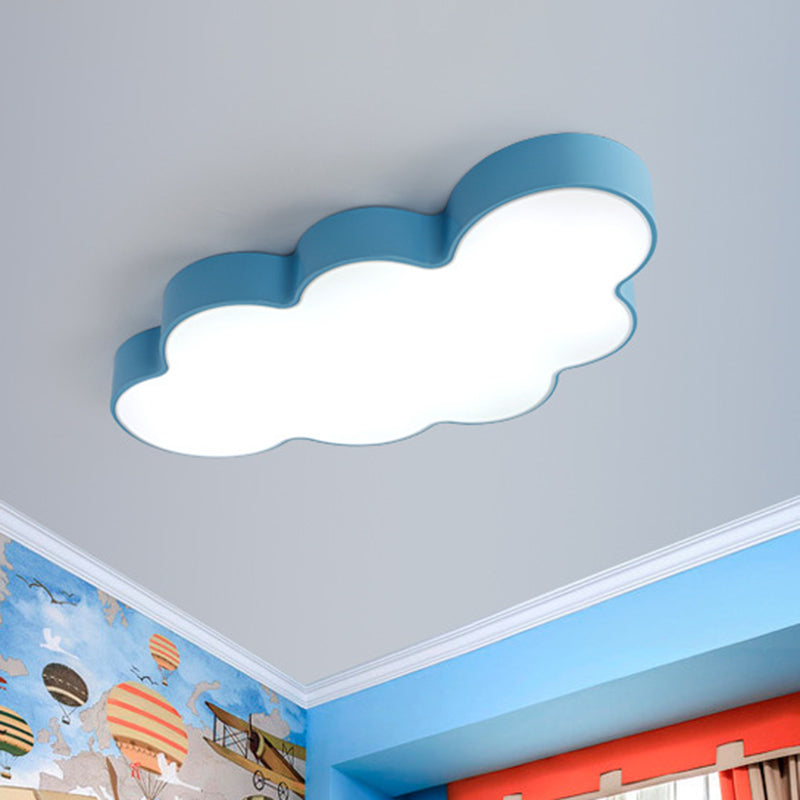 Metallic Led Flush Mount For Kids Rooms With Acrylic Shade Blue / Warm