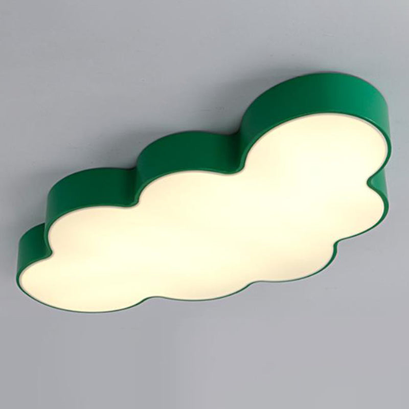 Metallic Led Flush Mount For Kids Rooms With Acrylic Shade Green / Natural