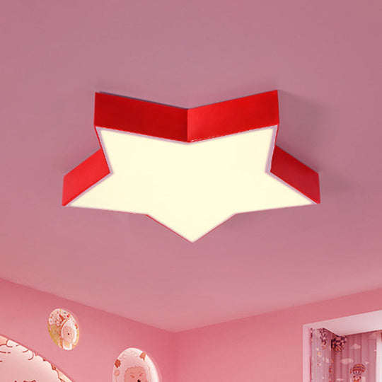 Starry Nights: Simplicity Led Flush Mount Light With Acrylic Finish For Kids Room Ceiling Red / 18
