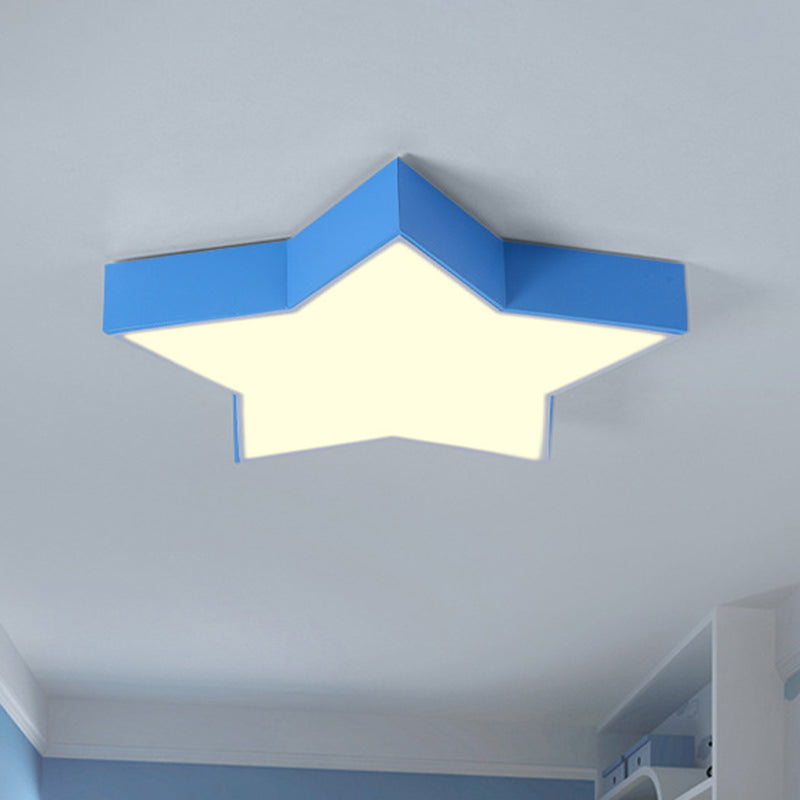 Starry Nights: Simplicity Led Flush Mount Light With Acrylic Finish For Kids Room Ceiling Blue / 18