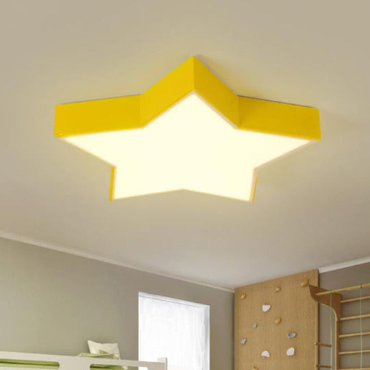 Starry Nights: Simplicity Led Flush Mount Light With Acrylic Finish For Kids Room Ceiling Yellow /