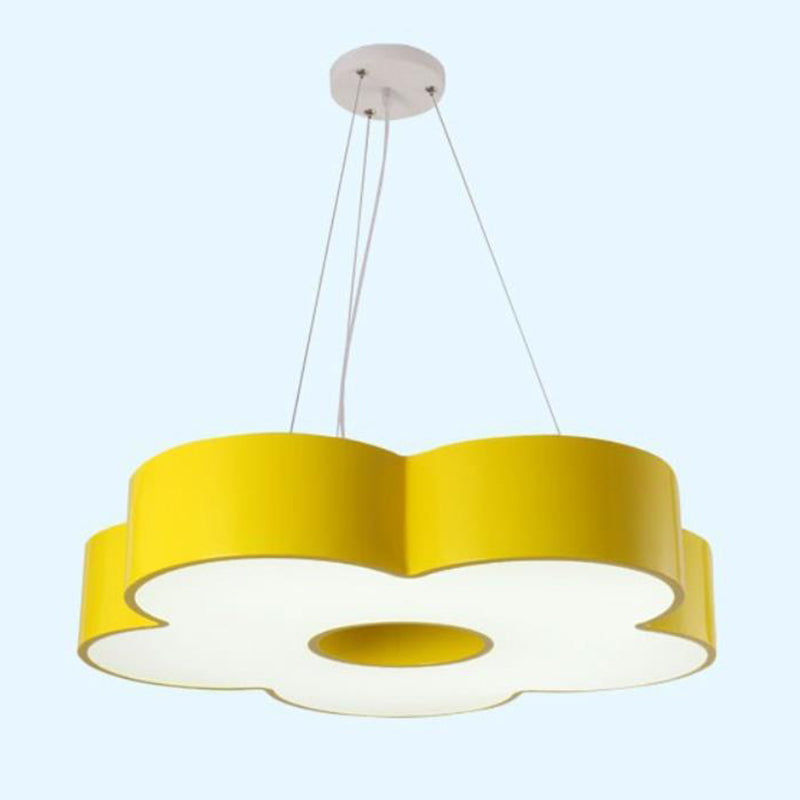 Kids Acrylic Floral Chandelier Pendant Light With Led For Kindergarten Yellow / White