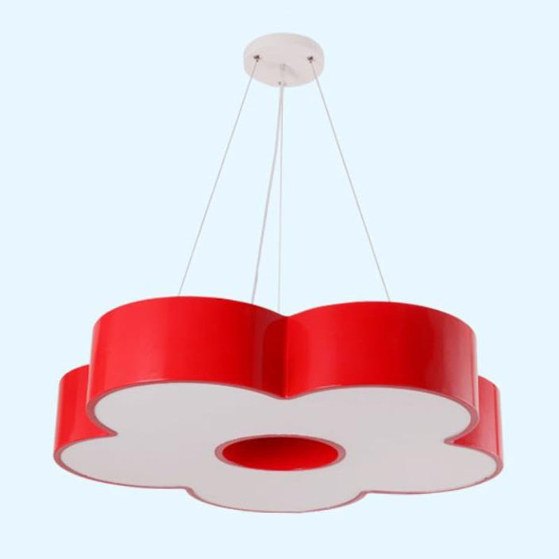 Kids Acrylic Floral Chandelier Pendant Light With Led For Kindergarten Red / White