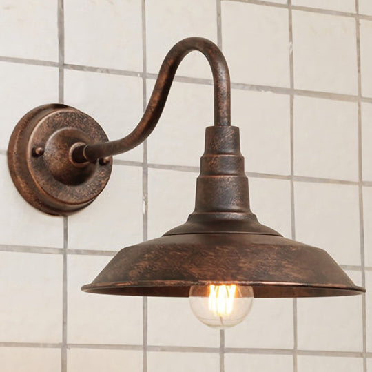 Simplicity Pot Lid Wall Mount Light - Stylish Iron Fixture For Restaurants Rust