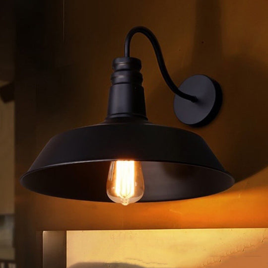 Vintage Iron Wall Mounted Lamp - Single-Bulb Light Fixture For Restaurants Black
