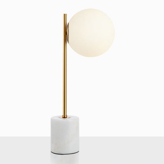 Nordic Style Marble Cylinder Table Lamp With Globe Glass Shade - Perfect Bedside Lighting Solution