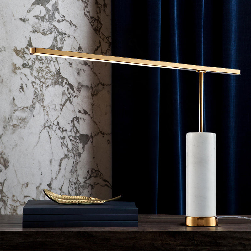 Gold L-Shaped Led Nightstand Lamp: Stylish Table Light With Marble Base