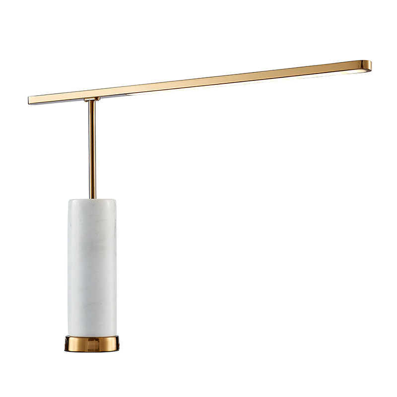 Gold L-Shaped Led Nightstand Lamp: Stylish Table Light With Marble Base