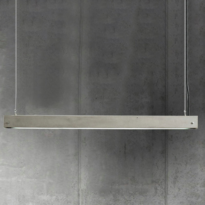 Rectangular Led Pendant Light - Cement Grey Island Hanging For Dining Room Simplicity In Design