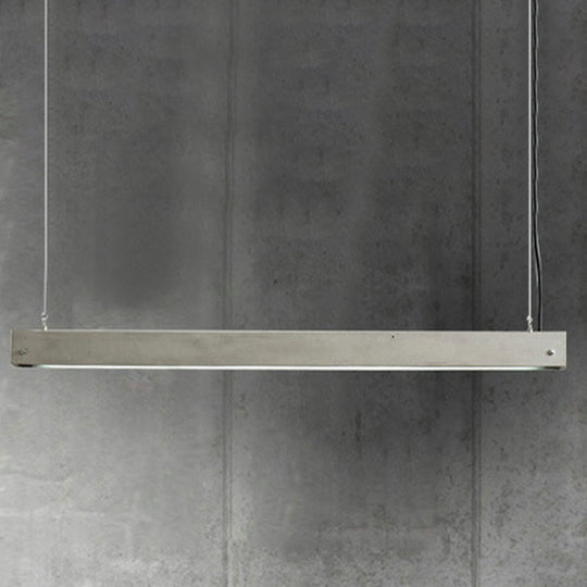 Rectangular Led Pendant Light - Cement Grey Island Hanging For Dining Room Simplicity In Design