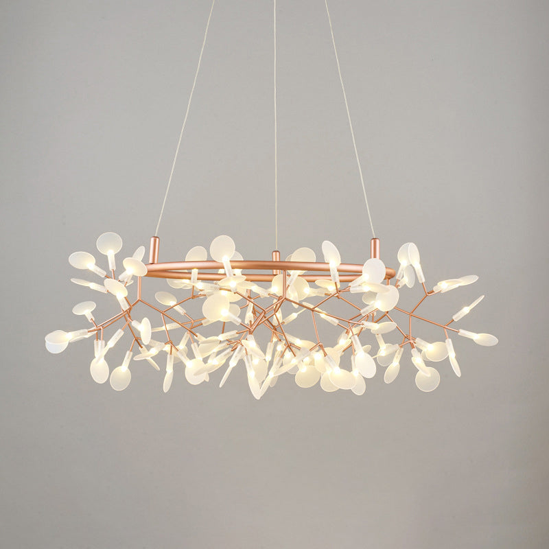 Firefly LED Ceiling Light in Rose Gold - Modern Acrylic Chandelier for Bedroom