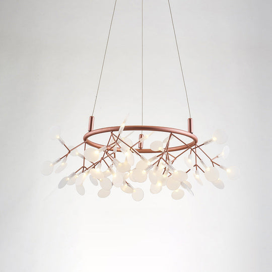 Firefly LED Ceiling Light in Rose Gold - Modern Acrylic Chandelier for Bedroom