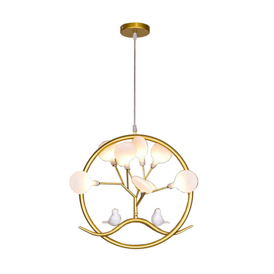 Artistic Tree LED Suspension Light in Metallic Gold with Firefly Shade - Dining Room Chandelier