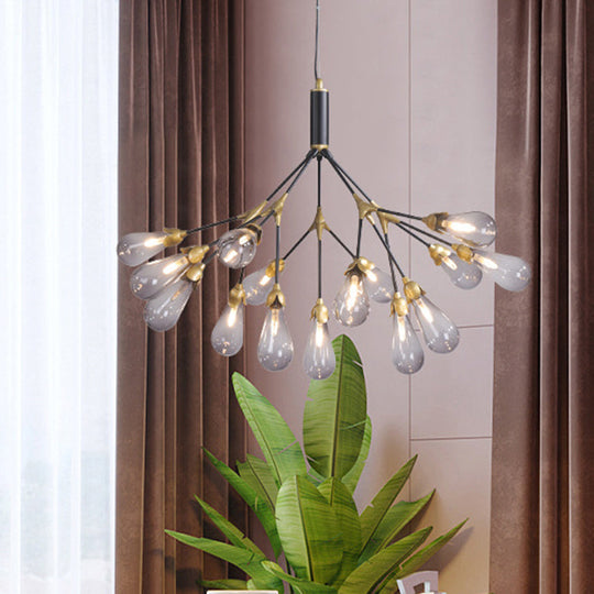 Modern Metal Branch Chandelier Pendant Light with Bulb-Shaped Glass - Minimalist LED Lighting