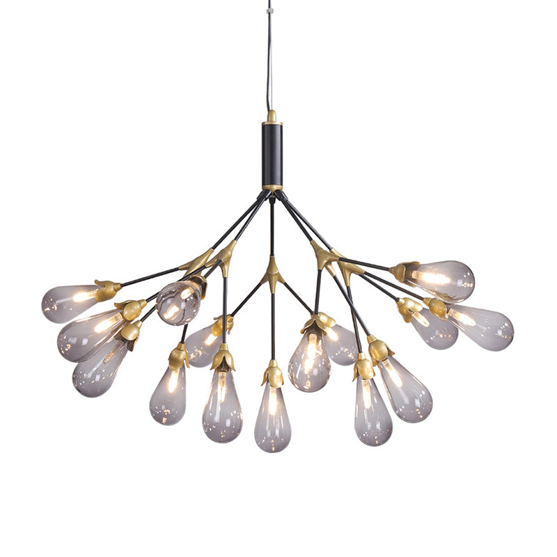 Modern Metal Branch Chandelier Pendant Light with Bulb-Shaped Glass - Minimalist LED Lighting