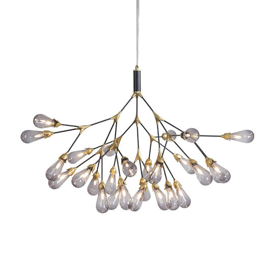 Modern Metal Branch Chandelier Pendant Light with Bulb-Shaped Glass - Minimalist LED Lighting