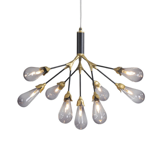 Modern Metal Branch Chandelier Pendant Light with Bulb-Shaped Glass - Minimalist LED Lighting