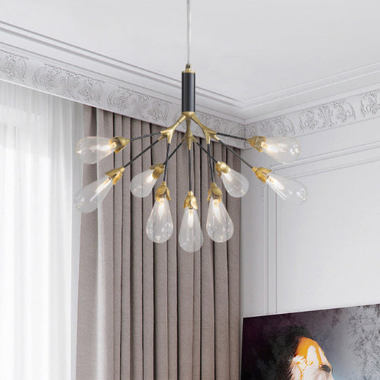 Modern Metal Branch Chandelier Pendant Light with Bulb-Shaped Glass - Minimalist LED Lighting