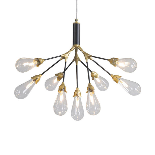 Modern Metal Branch Chandelier Pendant Light with Bulb-Shaped Glass - Minimalist LED Lighting