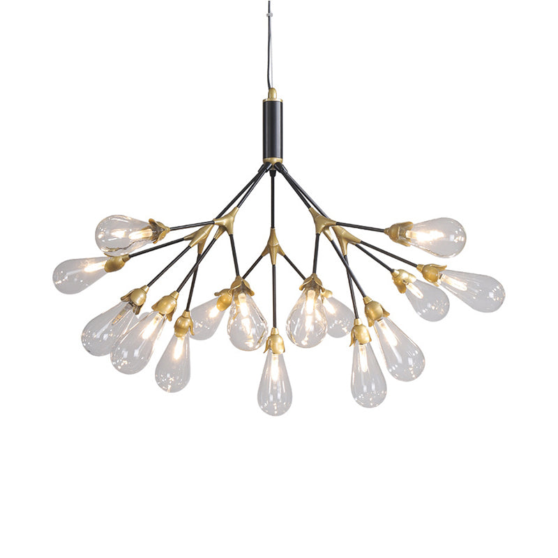 Modern Metal Branch Chandelier Pendant Light with Bulb-Shaped Glass - Minimalist LED Lighting