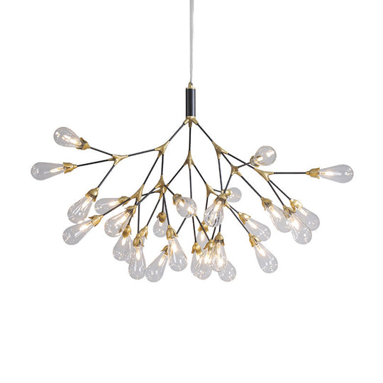 Modern Metal Branch Chandelier Pendant Light with Bulb-Shaped Glass - Minimalist LED Lighting