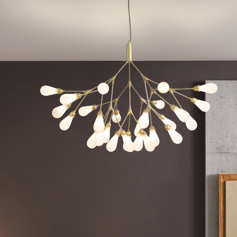 Modern Metal Branch Chandelier Pendant Light with Bulb-Shaped Glass - Minimalist LED Lighting