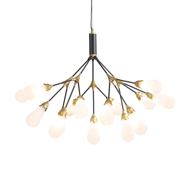 Modern Metal Branch Chandelier Pendant Light with Bulb-Shaped Glass - Minimalist LED Lighting