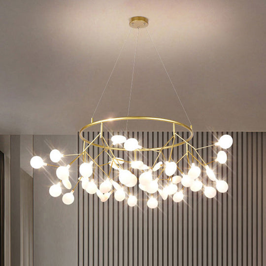 Gold Sputnik Firefly LED Ceiling Light: Modern Chandelier for Dining Room, Acrylic Fixture