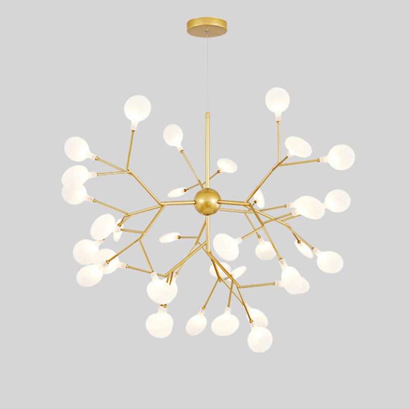 Gold Sputnik Firefly LED Ceiling Light: Modern Chandelier for Dining Room, Acrylic Fixture