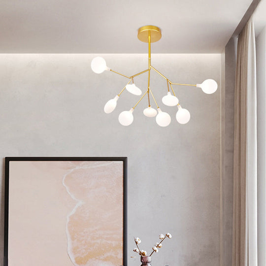 Gold Sputnik Firefly LED Ceiling Light: Modern Chandelier for Dining Room, Acrylic Fixture