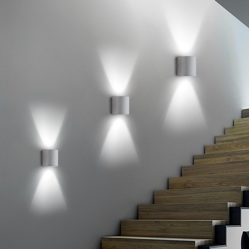Minimalistic Led Wall Light: Half Cylinder Living Room Sconce With Cement Fixture