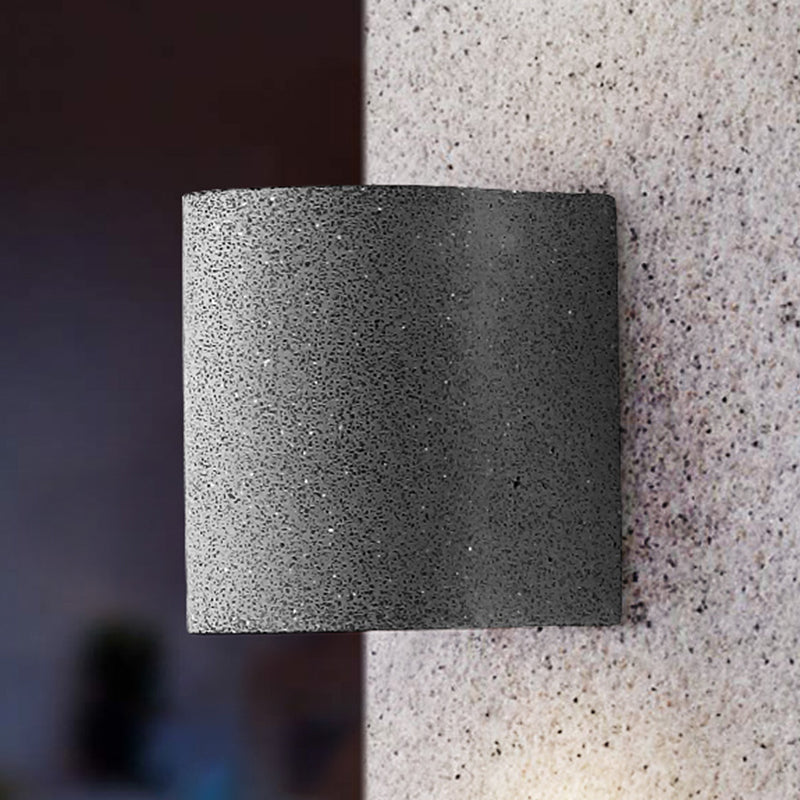 Minimalistic Led Wall Light: Half Cylinder Living Room Sconce With Cement Fixture