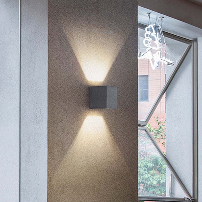 Led Cement Wall Sconce - Simple Rectangle Shape For Corridors