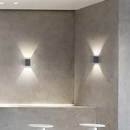 Led Cement Wall Sconce - Simple Rectangle Shape For Corridors