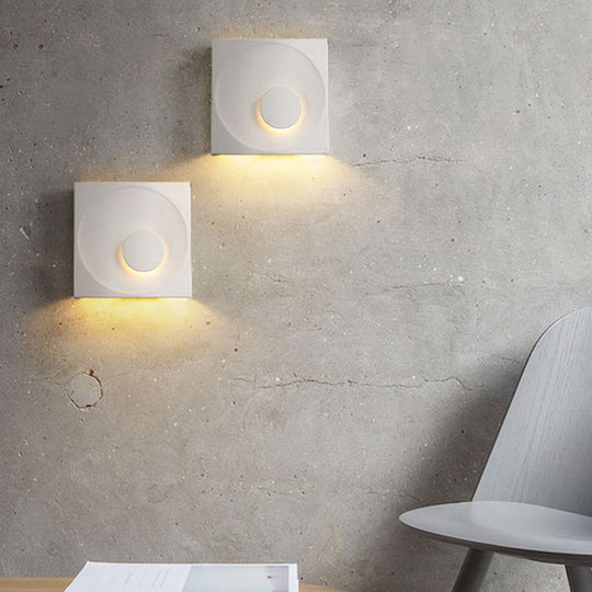 Nordic Square Led Wall Sconce Light - Modern Cement Bedroom Lighting