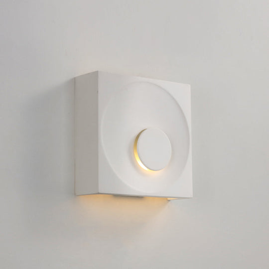 Nordic Square Led Wall Sconce Light - Modern Cement Bedroom Lighting White