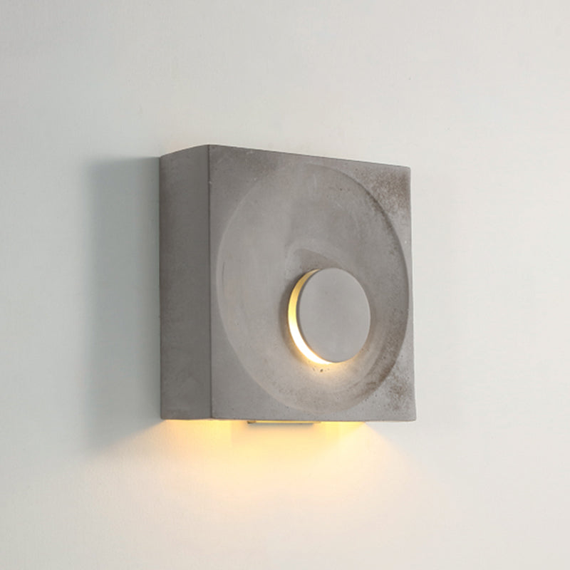 Nordic Square Led Wall Sconce Light - Modern Cement Bedroom Lighting Grey