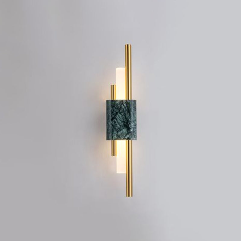 Sleek Acrylic Green Led Wall Sconce With Marble Trim / 18